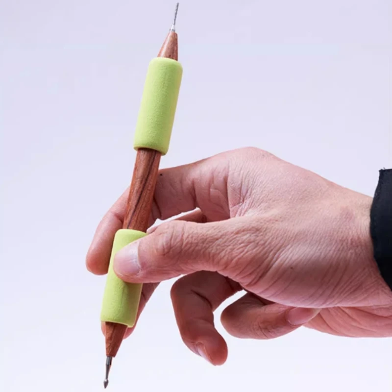 Pottery Double-headed Carving Needle Wooden Handle Clay Sculpture Carving Needle DIY Ceramic Texture Flower-shaped Ceramic Tool image 3