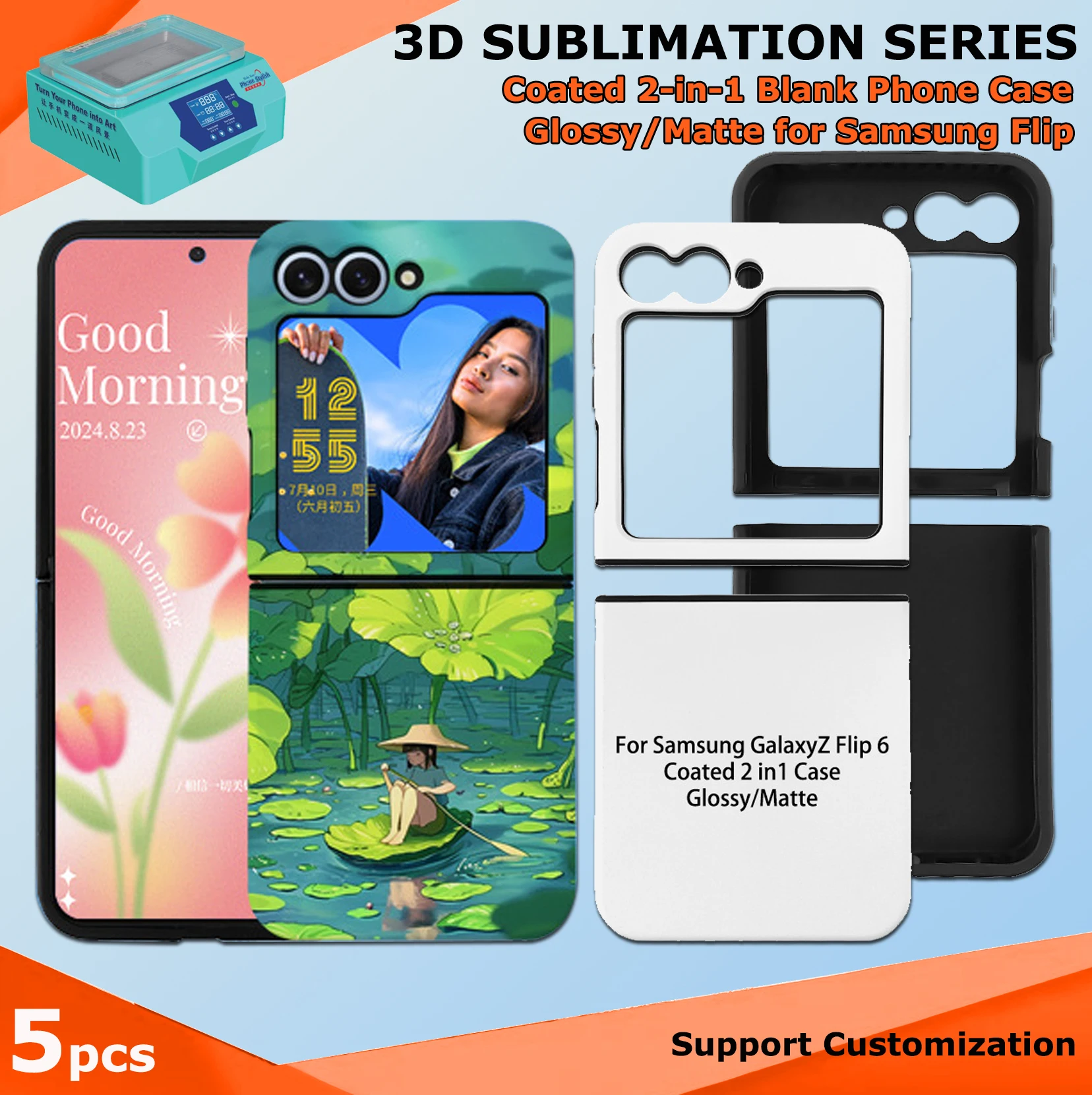 

Fonlyu 5 шт. пустые чехлы для телефонов 2 в 1 с покрытием для Samsung Galaxy Z Flip 7 6 5 4 Чехлы с 3D сублимационной теплопередачей и печатью