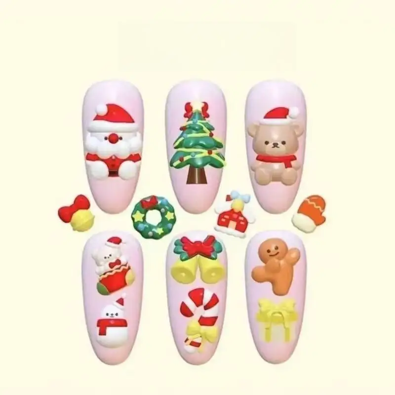 1Pcs DIY Transparent Manicure Decor Template Christmas Tree Snowman Gingerbread Man 3D Nail Art Silicone Mold For Nail Salon