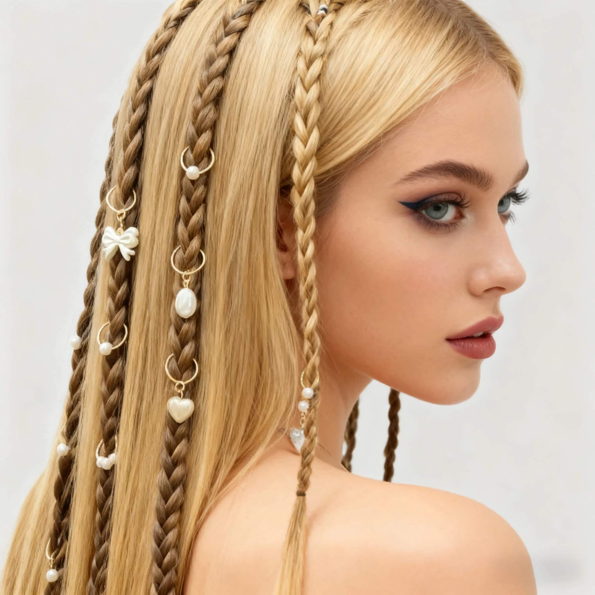 10pcs Pearl Hair Cuffs Bow Dreadlock Rings Boho Braiding Hair Accessories Set for Women Wedding Party Daily Use Secure Fit