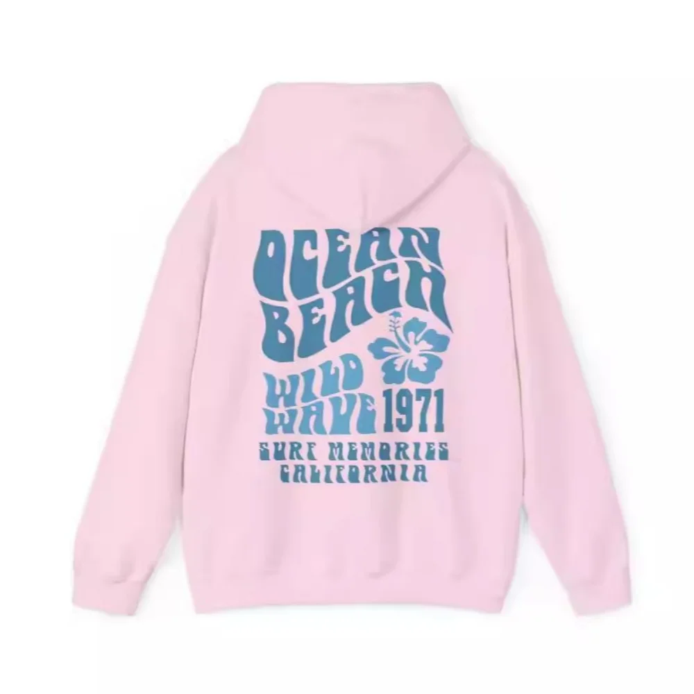 Fashionable cartoon fun letter print pattern comfortable casual sports round neck long sleeved hooded sweatshirt