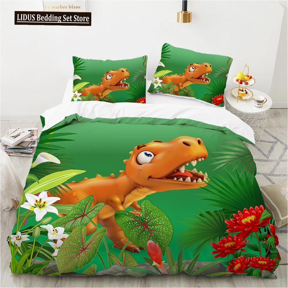 

Cartoon Dinosaur Jurassic Park Bedding Set For Boys Adults Kids Duvet Cover Bed Cover Queen King Size Polyester Comforter Cover