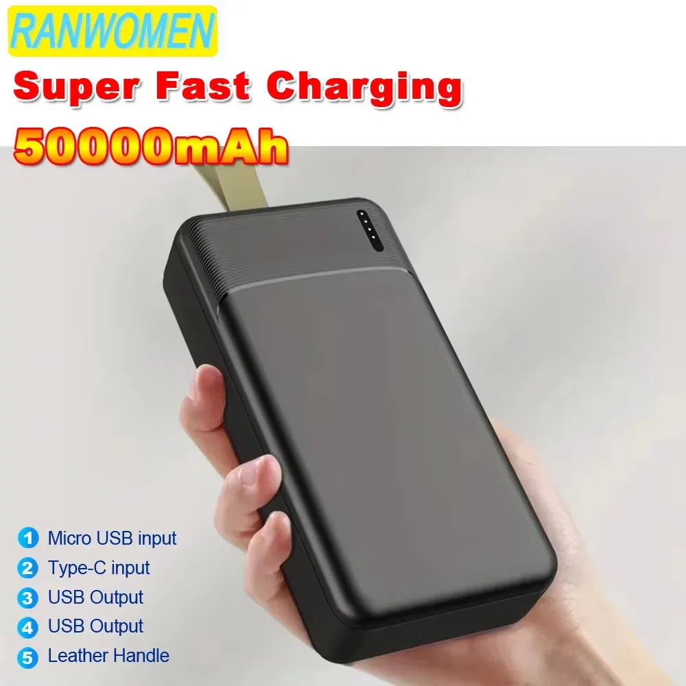 Power Bank 50000mAh Fast Charge Battery Bank Portable Design Fast Charging Battery Charger with Hanging Rope For iPhone Xiaomi