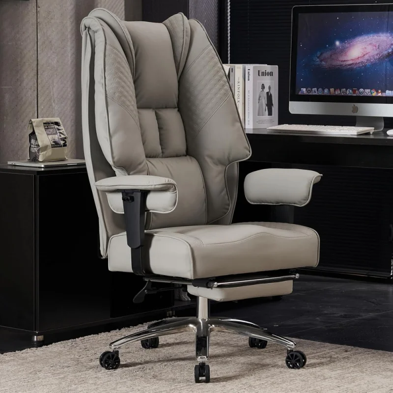 

Big And Tall Office Chair 400lbs Wide Seat, Leather High Back Executive Office Chair With Foot Rest, Ergonomic Office Chair