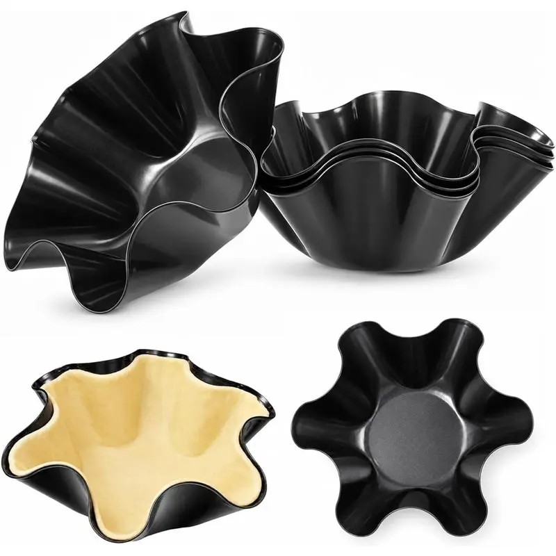 BAAJ-Tortilla Pan Set 6 Pcs Nonstick 6.5 Inch Black Tostada Shells, For Home Baking For Tacos Bowl