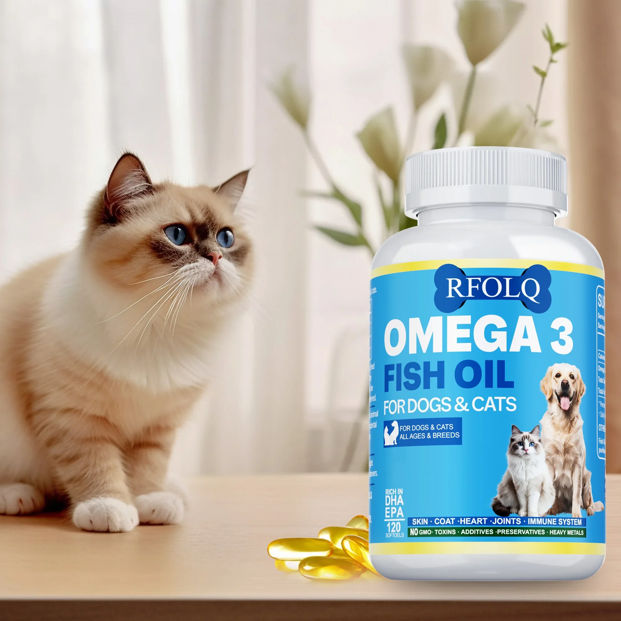 

Omega-3 Fish Oil for Dogs & Cats - Promotes Joints, Brain and Heart Health, Reduces Hair Loss and Itching,Support Sensitive Skin