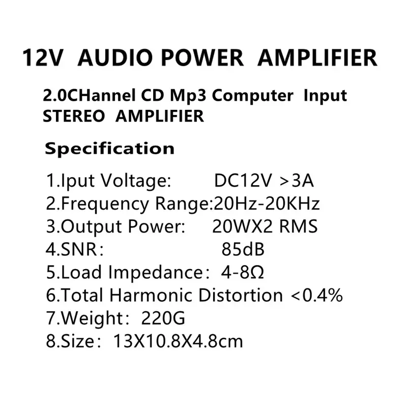 AK170 mini digitální energie audio auto zesilovač modrá lehký stereo audio zesilovač pro domácí theater klub večírek muzika 200W x2