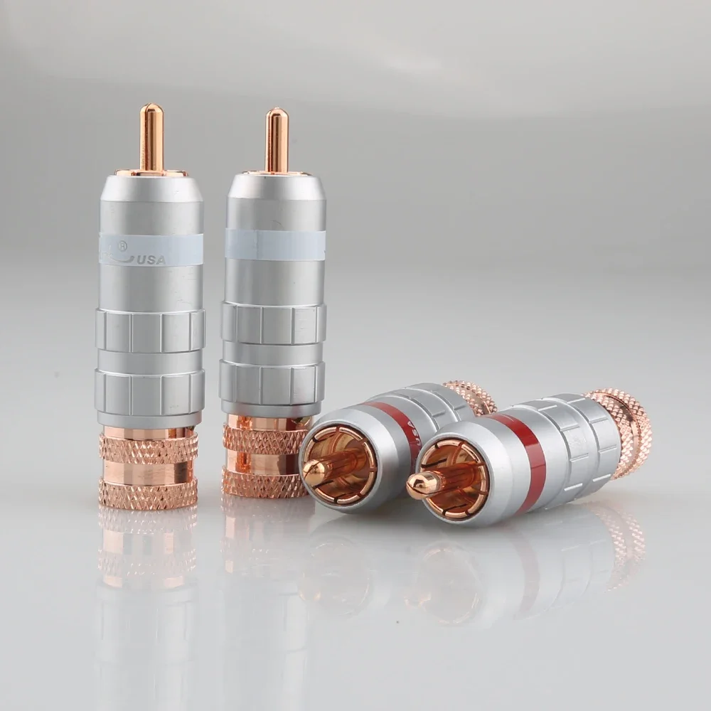 

High Quality HI-End red copper plated RCA Plug Audio Video Cable Adapter Solders