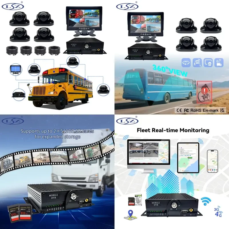 2026 Hot Sale 4 Channel 4g Wifi Ai Bsd 360 Mobile Dvr 8Ch Video Recorder Ssd Cmsv6 1080p Car Bus Truck Vehicle Mdvr With