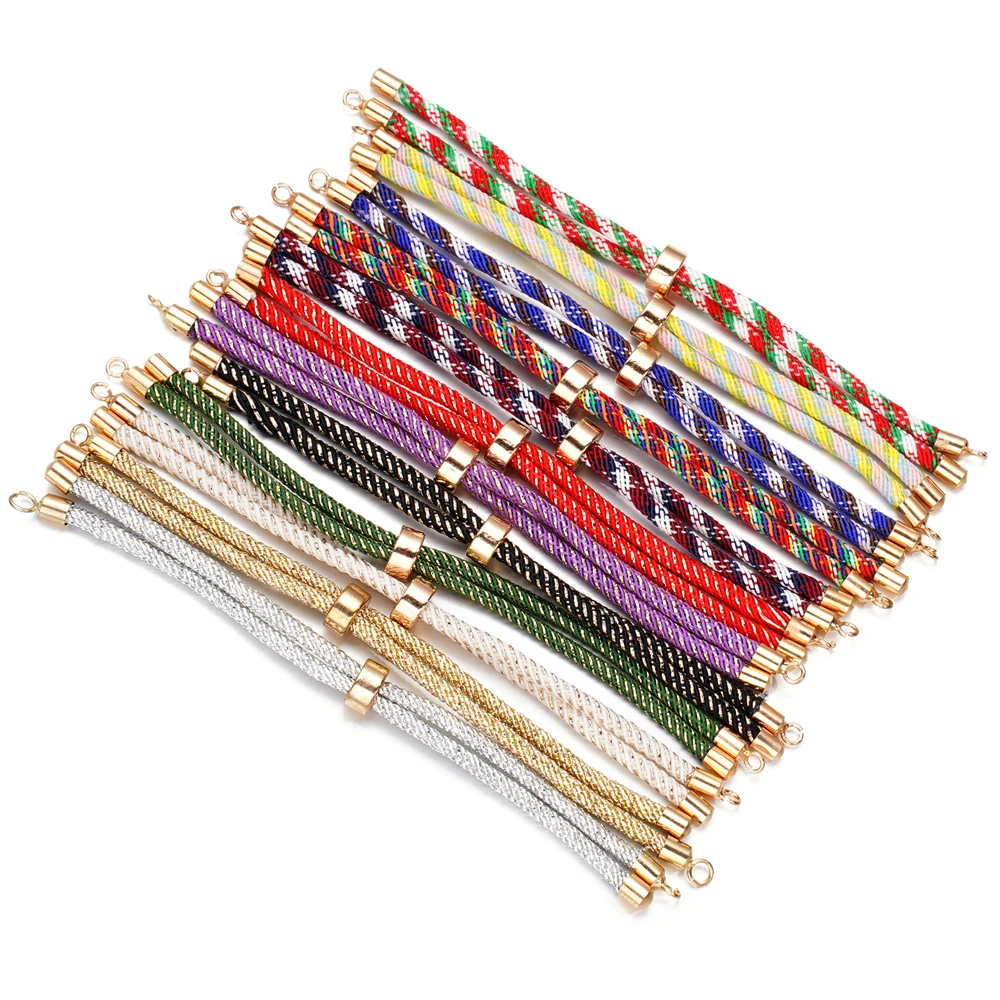 1pc Verstelbare Nylon Gevlochten Gedraaide Koorden Slider Vriendschapsarmbanden met Messing Koord Einde voor Sieraden Maken DIY Bevindingen