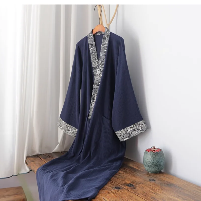 

Chinese Style Splicing Hanfu 100% Cotton Long Robes Home Wear Pajamas Nightclothes Zen Suits Ancient Costumes Nightgown