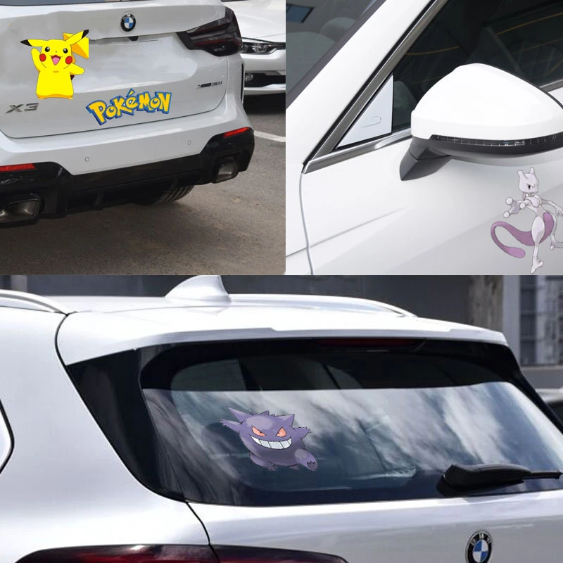 Pokemon Anime Stickers DIY Car Reflective Stickers Pikachu Mewtwo Gengar Bulbasaur Decorative Stickers Children\'s Toy Gifts