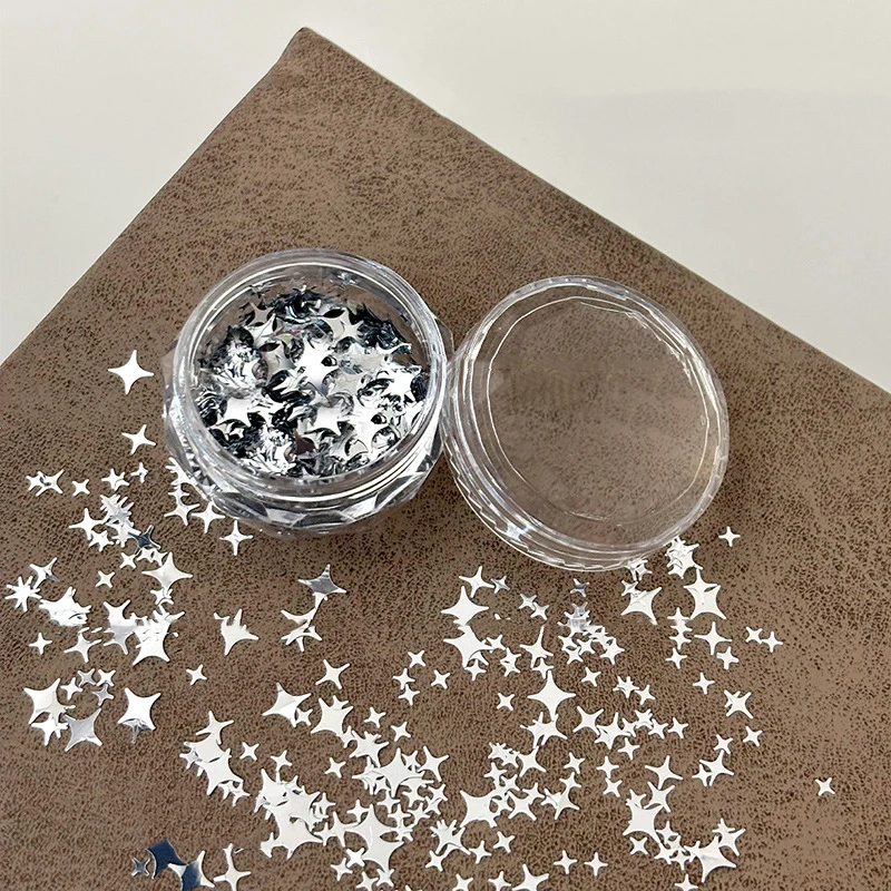 1 caja de purpurina para uñas con forma de estrella, lentejuelas, copos brillantes, abalorios para decoración de uñas, accesorios de rebanadas DIY