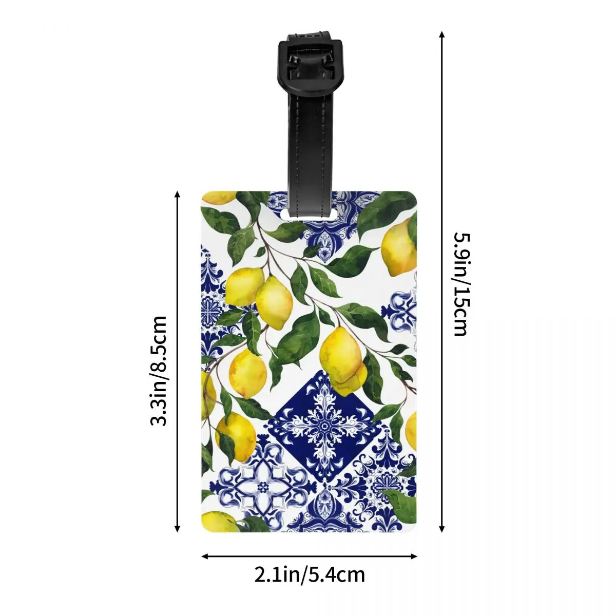 Custom Blue Tile Lemon Luggage Tags for Travel Suitcase Privacy Cover Name ID Card