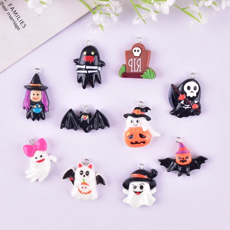 10 قطع هالوين شبح ريبر الراتنج سحر ل القرط المفاتيح DIY الديكور الأزياء والمجوهرات والاكسسوارات #1