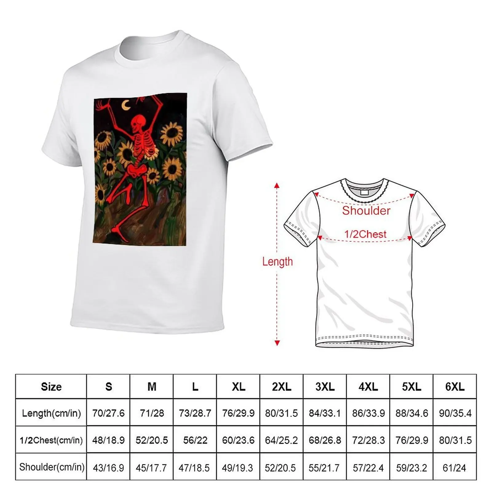 Red skeleton dancing T-Shirt Novelty Graphic Tee Shirt