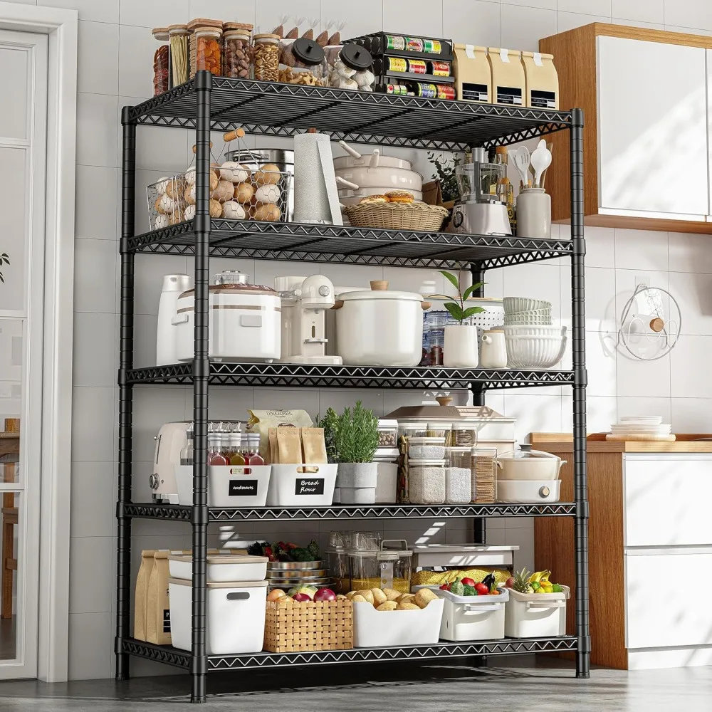 5-Shelf Wire Shelving,Storage Shelves Metal Shelves for Storage,72’’H Adjustable Garage Shelving Heavy Duty Storage