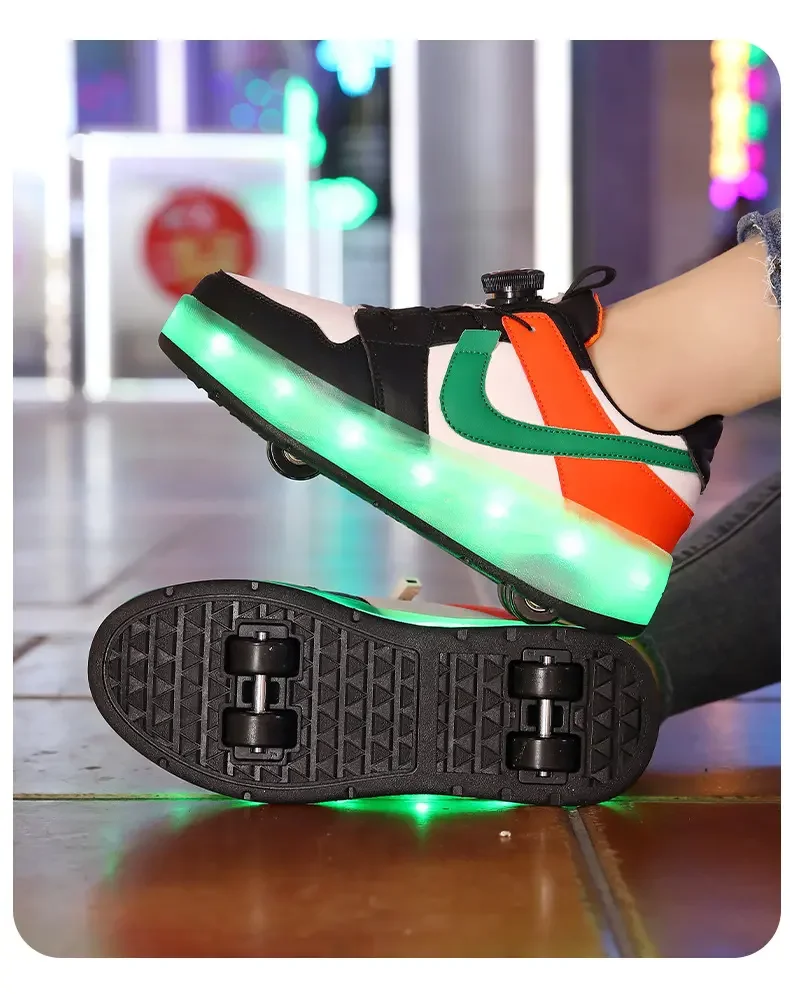 Children's Roller Skating Shoes Fashion Outdoor Sports Walking Shoes 2024 New LED Light Shoes Cute Kids Sneakers for Girl