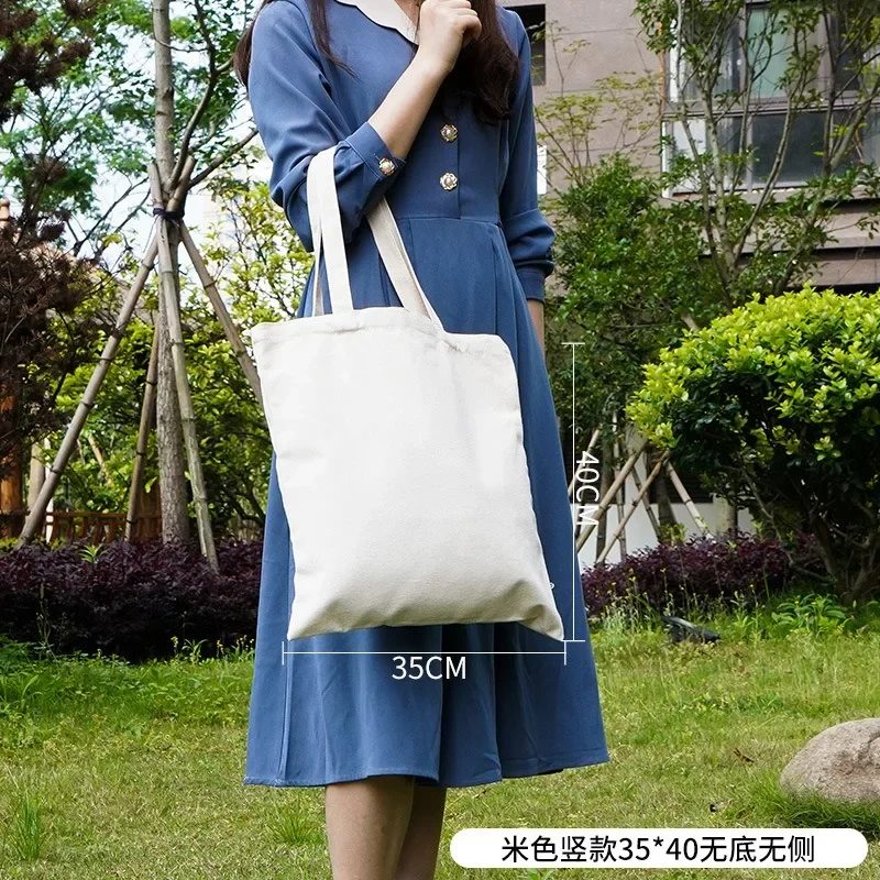 Canvas Bags Cotton School Grocery Bag Food Shopper Bag Folding Pocket Handbags Portable Shopping Shoulder Tote Strage Bag