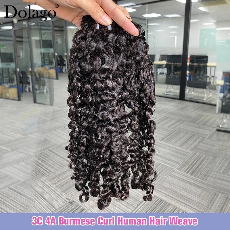 Juego de 3C 4A cabello birmano rizado virgen, extensión de cabello humano vietnamita sin procesar, tejido al por mayor 5