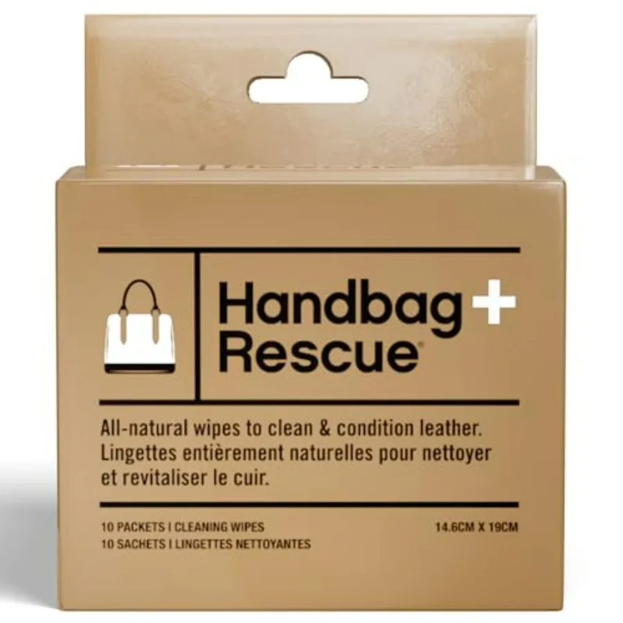 

HandBagRescue All-Natural Cleaning Wipes. Remove Dirt and Surface Stains and Conditions Leather Handbags with Essential Oil. Bo