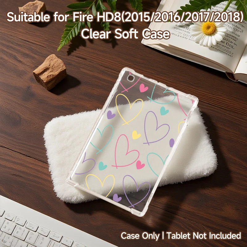 

Чехол для планшета Fire, подходит для Fire HD10/HD10plus (2021), HD8, HD10 (2023), легкий и прочный, красочный прозрачный корпус
