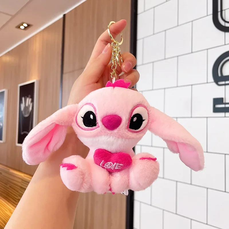 12cm Disney Stitch lalka brelok pluszowy plecak wisiorek Anime Lilo i Stitch zabawka dla dzieci miękki wygodny wypchany prezent urodzinowy