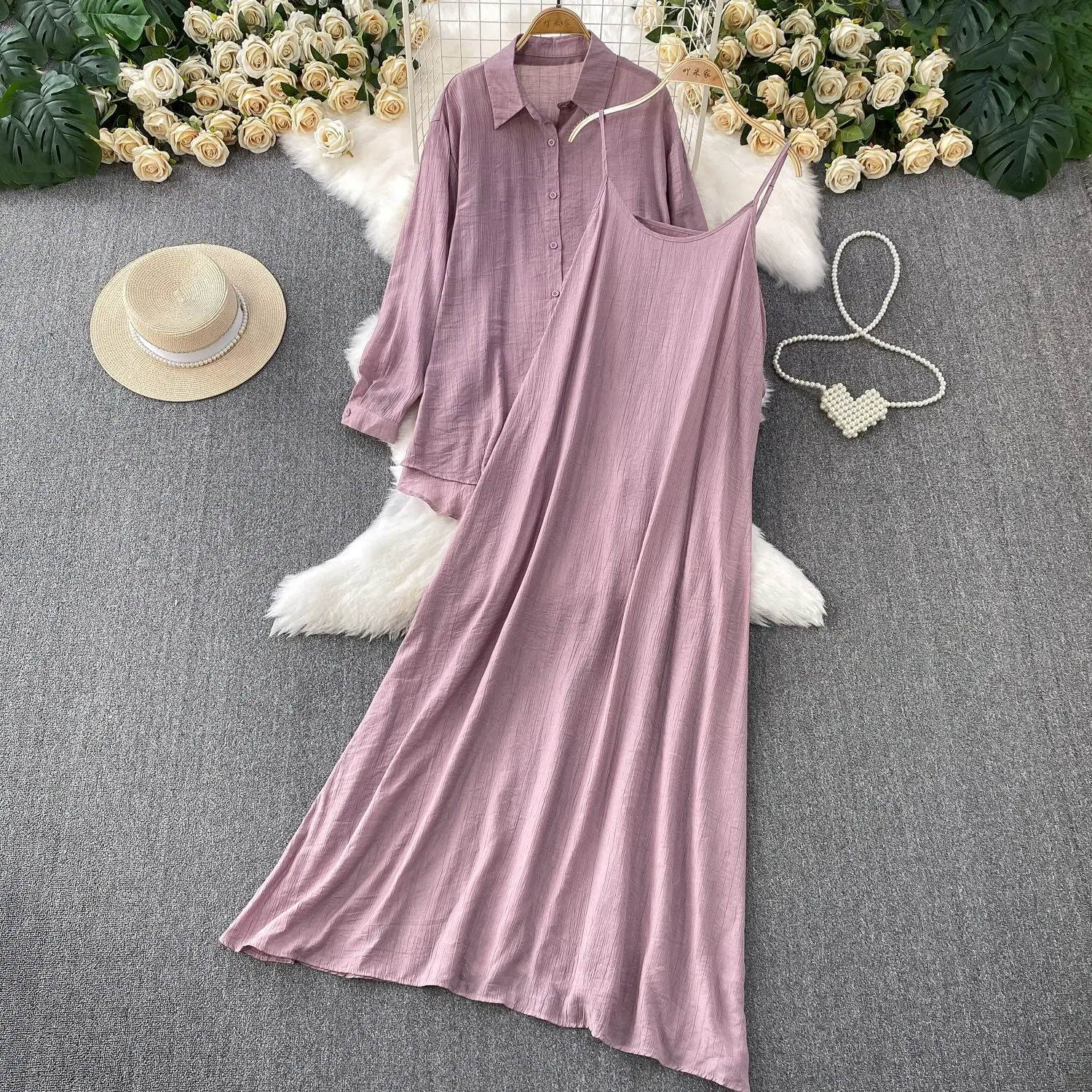 UNI เสื้อฤดูร้อน + ชุดเดรสเซ็กซี่เดี่ยวหลวมยืดหยุ่น Slim 2 ชิ้นชุด Elegant Office Lady เกาหลีแฟชั่น Vestido