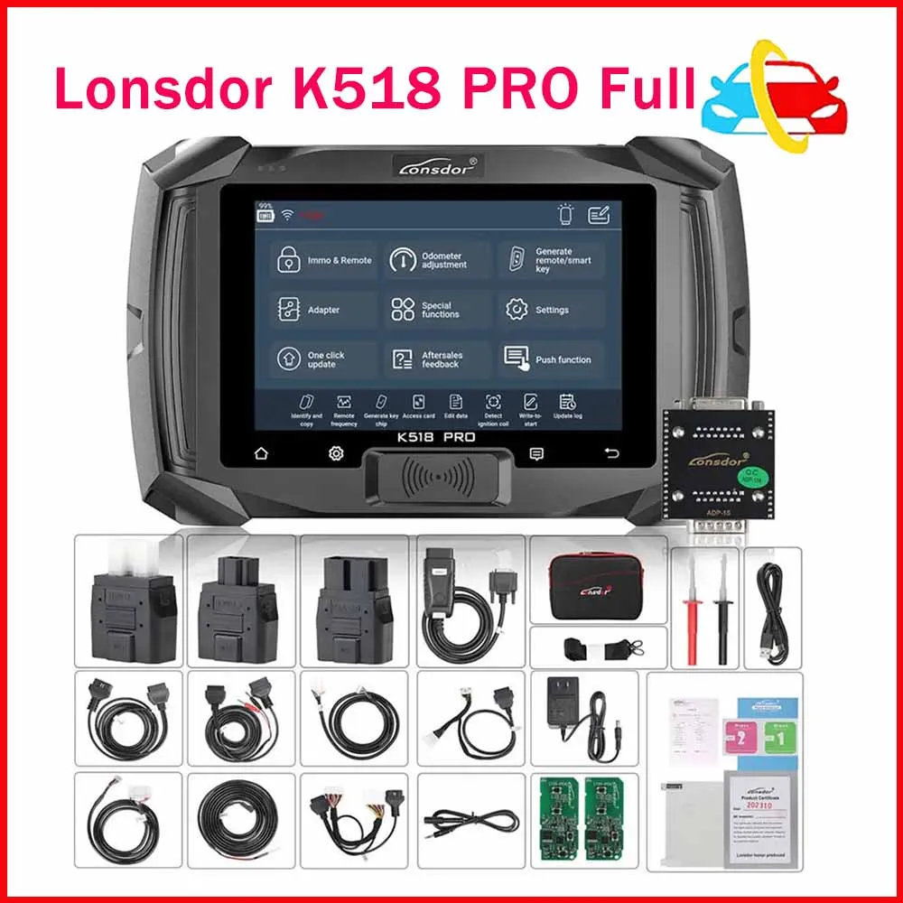 

Lonsdor K518 PRO Full Version Programmer with LT20 Smart Key for Toyota FP30 Cable for Nissan BCM Cable FCA 12+8 JLR ADP Adapter