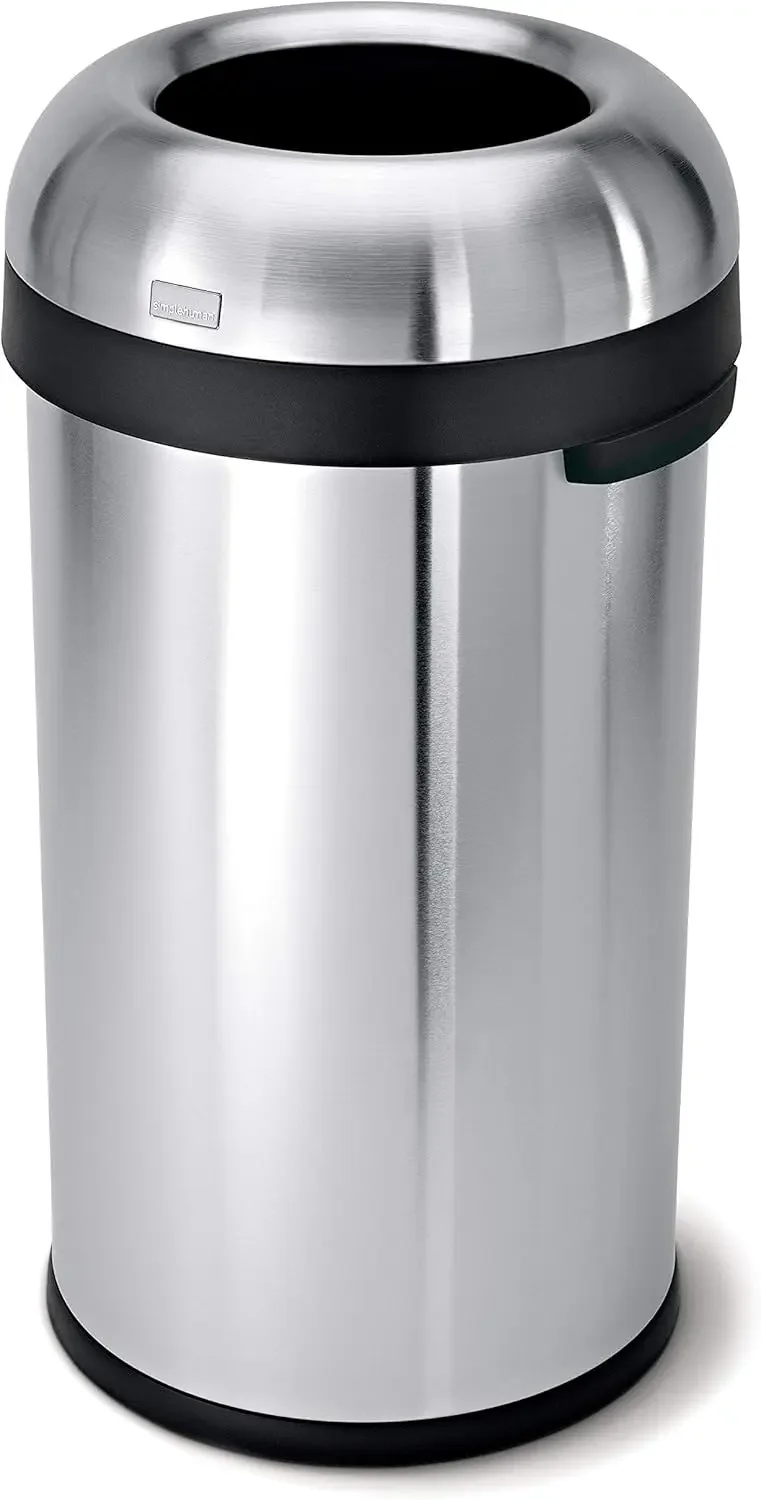 

simplehuman 60 Liter / 16 Gallon Bullet Open Top Trash Can, Commercial Grade Heavy Gauge, Brushed Stainless Steel