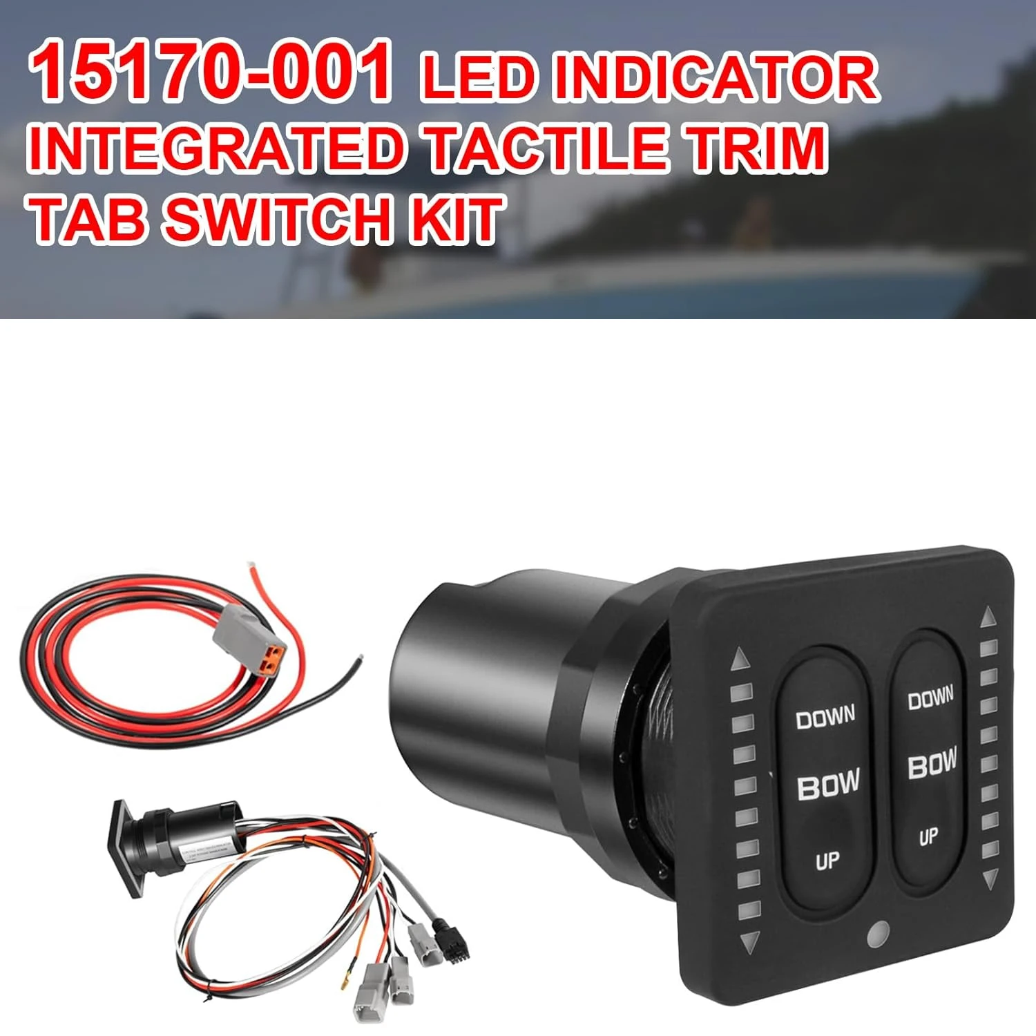 

15170-001 LED Indicator Integrated Tactile Trim Tab Switch Kit Fit for Lenco Marine Single Actuator Trim Tab Systems