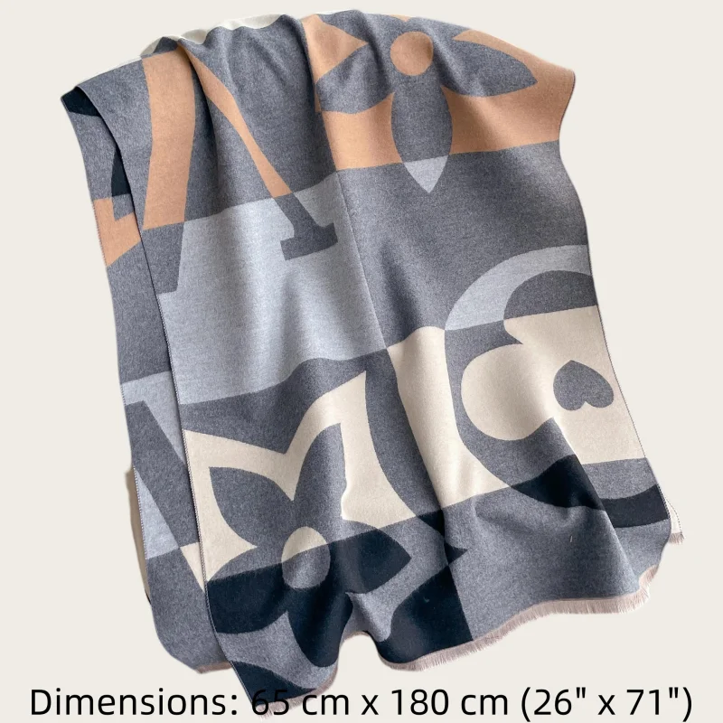 180*65cm 5 color Available Green Elegant Luxury Geometric Color Block Scarf Women Winter Warm Shawl Abstract Print Wrap 
