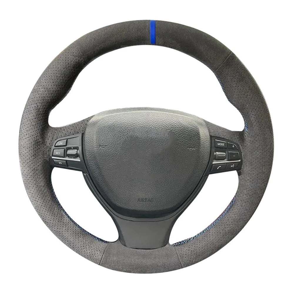 Customized Anti-Slip Suede Genuine Leather Car Steering Wheel Cover Braid For BMW F10 F11 2009-2017 F12 F13 F01 F02 2008-2017