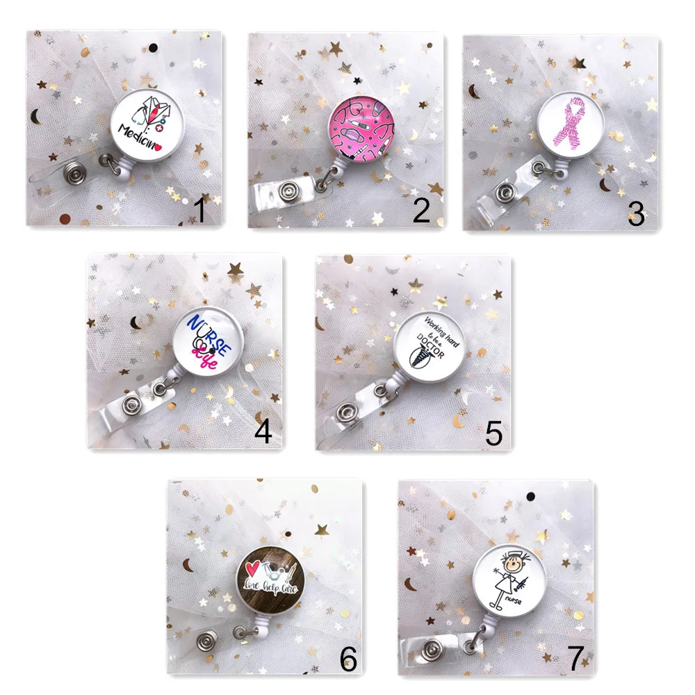 لطيف مستشفى بطاقة الهوية الكرتون بكرة كليب شارة حامل قابل للسحب شارة بكرة ممرضة طبيب حامل بطاقة الاسم