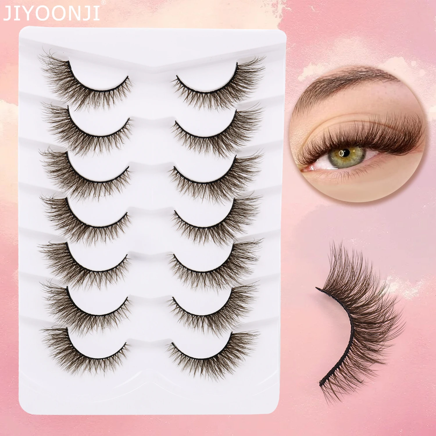 7 pair of brown false eyelashes cat eyelashes natural fluffy fox eyelashes gentle not exaggerated