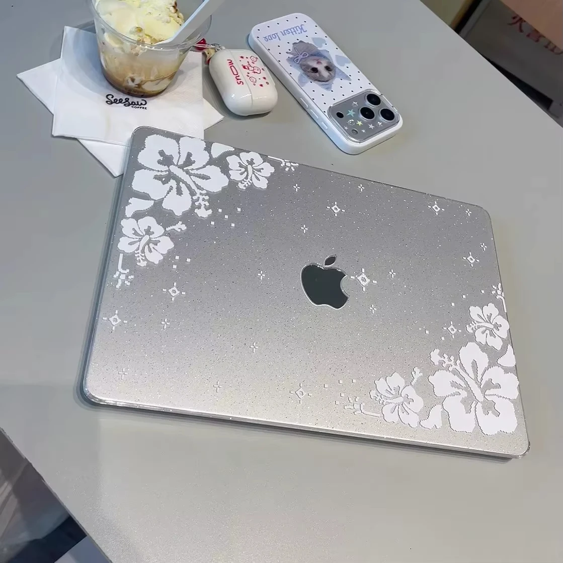 White Flower Cute Laptop Case For Macbook Neo 2026 A3404 Air 13 15 M4 M5 A3448 Touch Bar ID Pro 14 A3426 Mac 16 inch A3428 Cover