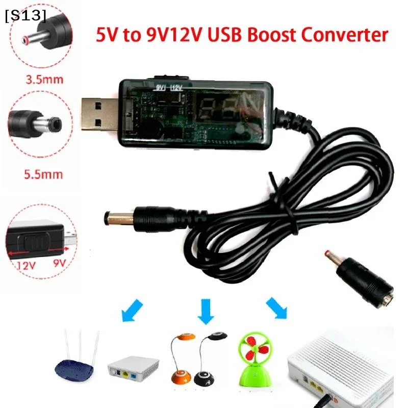 USB Boost Converter  5V To 9V 12V USB Step-up Converter Cable + 3.5x1.35mm Connecter For Power Supply/Charger/Power Converter[Q]