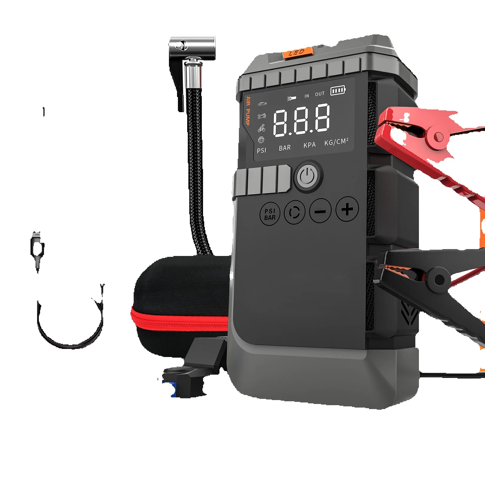 ANT POWER 1200A Rozruchowywacz Samochodowy z Kompresorem Powietrza 10000mAh | 8.0L Benzyna/4.0L Diesel | Pompka do opon 150PSI z cyfrowym wyświetlaczem — 2