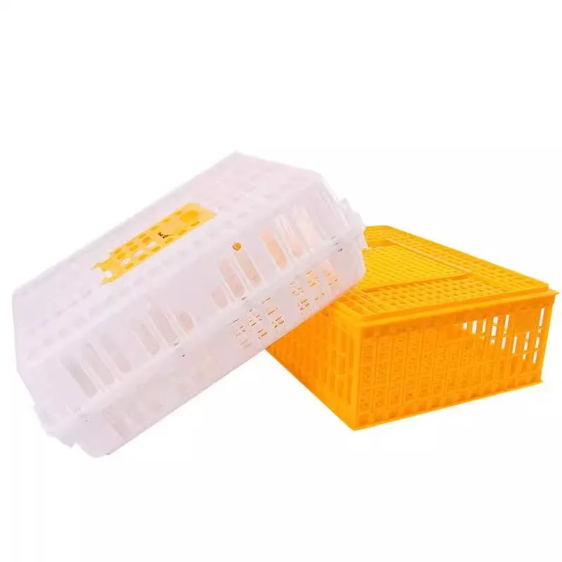 Chicken Cage Set of 5, Large Thick Plastic Poultry Transport Crate for Chickens Ducks Geese, Home Farm Use
