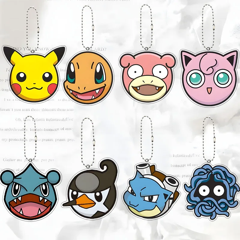 Q Version Pocket Monster Keychain Eevee Mewtwo Squirtle Jigglypuff Slowpoke Cartoon Characters Package Decor Bag Keyring Gift