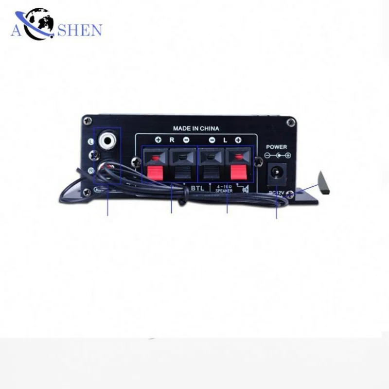 Aoshen Hifi 2 Channel Class AB Car Audio Amplifiers Mini Stereo Blutooth 12v Amp For Home