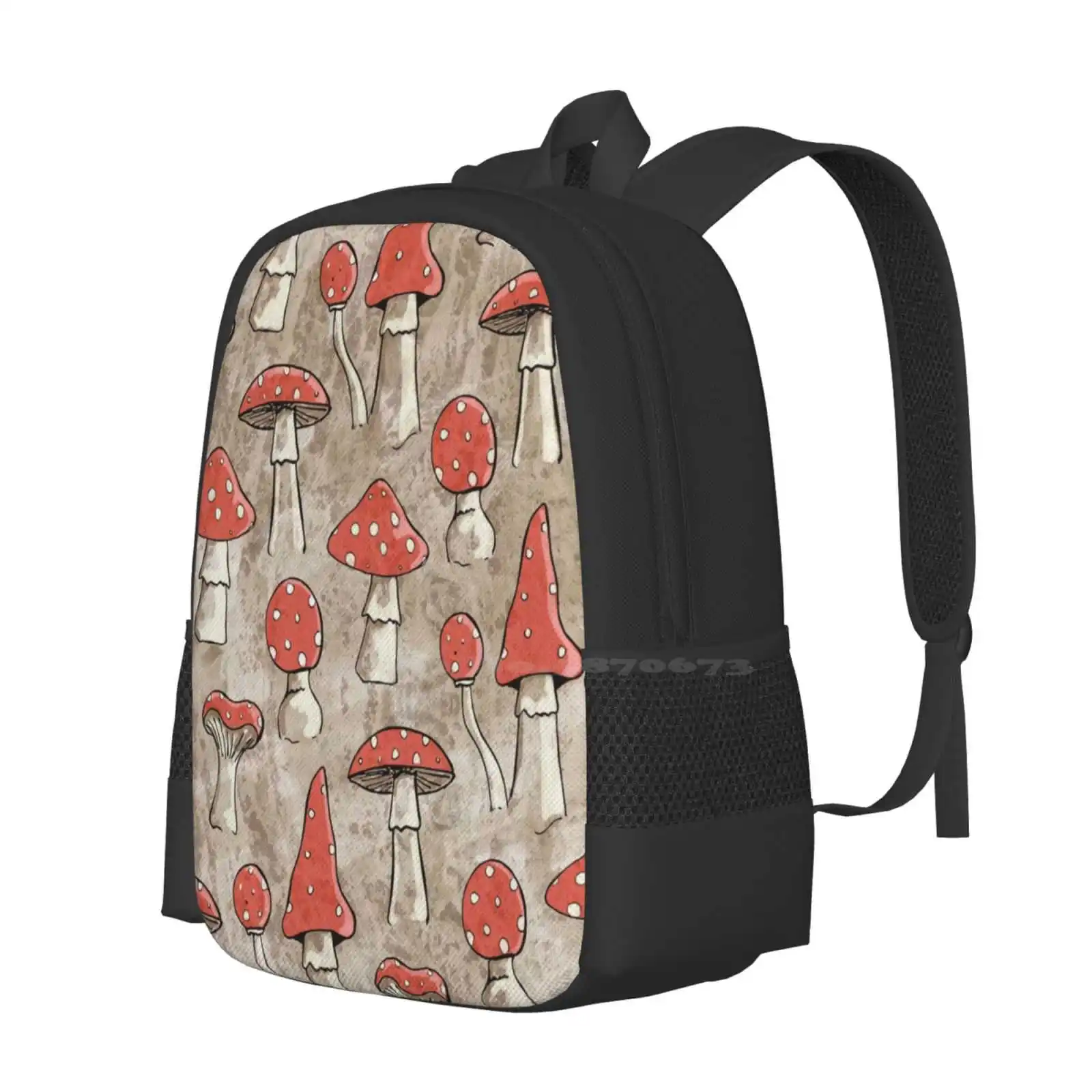 Spotty Mushrooms And Toadstools School Bags For Teenage Girls Laptop Travel Bags Mushroom Fungi Toadstools Spotty Pattern