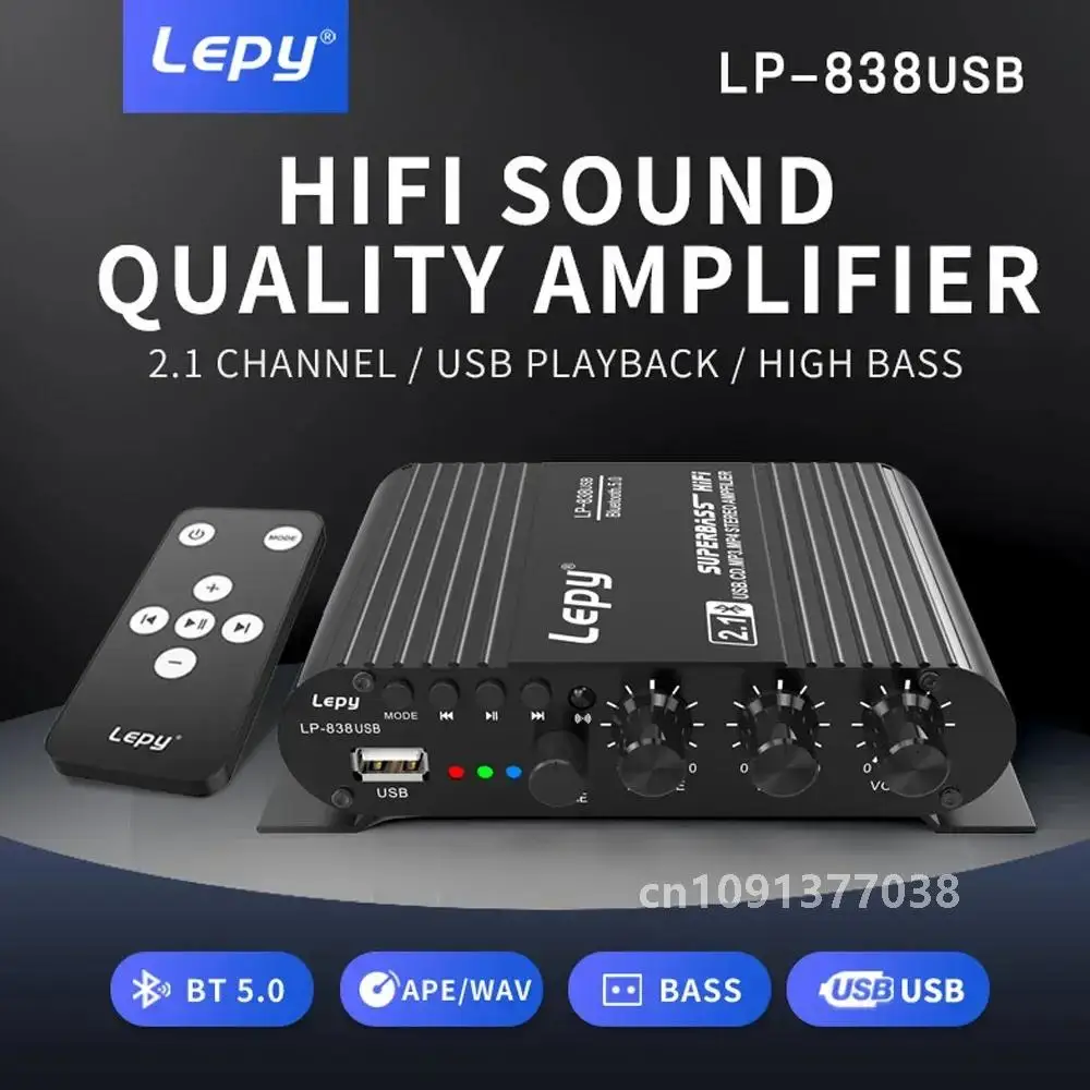 LEPY 838 USB بلوتوث 5.0 مضخم الصوت HIFI 2.1 Ch 12V سيارة المنزل أمبير محرك أقراص USB ضياع الموسيقى مناسبة للتحدث 4-8 أوم