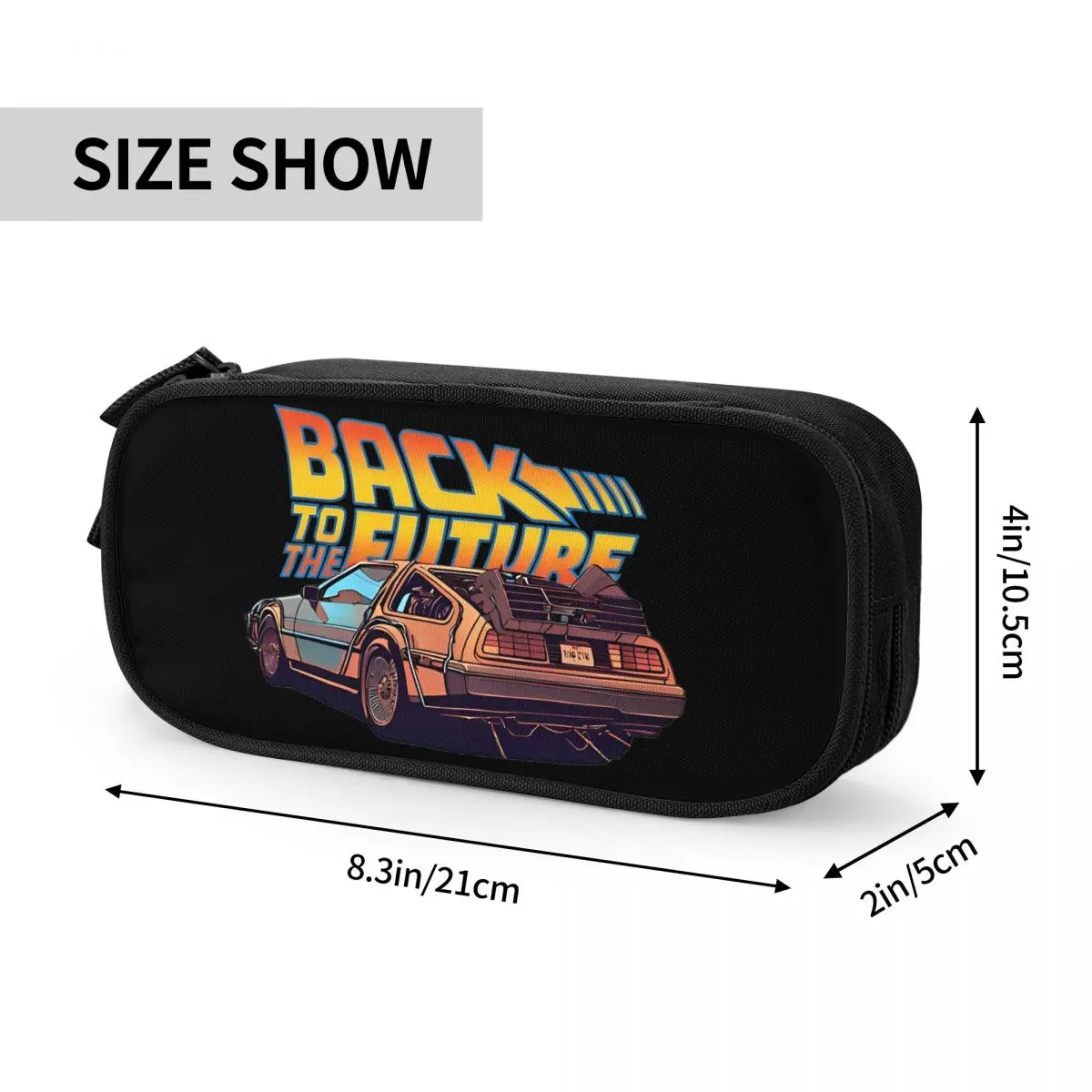 Imagem -03 - Delorean Back to The Future Car Lápis Cases Pen Box para Estudantes Grandes Bolsas de Armazenamento Zipper Papelaria