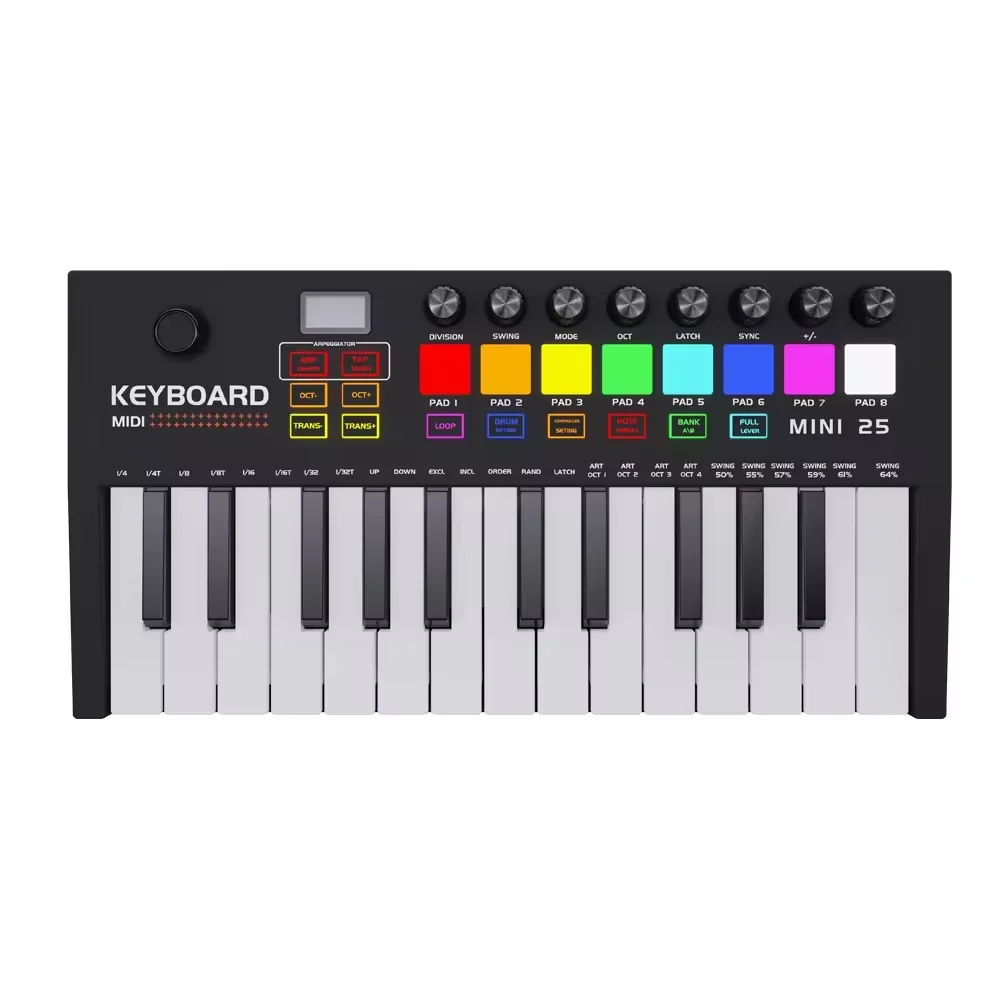

Hooqu 25 Keys MIDI Keyboard Professional Electro MIDI Controller Smart Portable Arranger Percussion Pad Keyboard