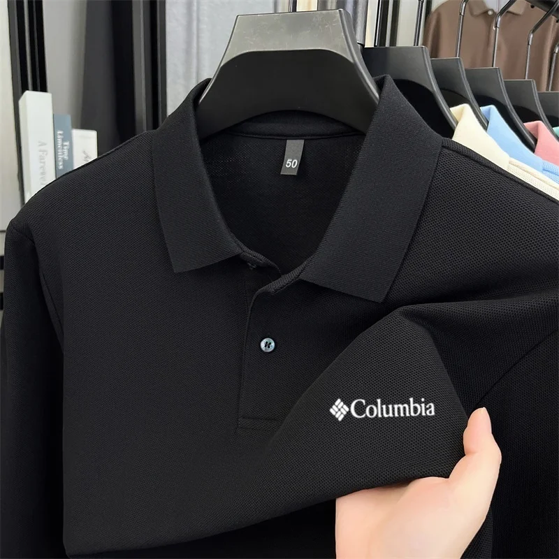 100% pure cotton high-end brand men's long sleeve polo shirt autumn winter fashionable luxury embroidery golf top casual T-shirt