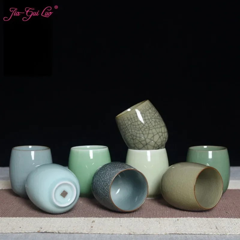 Boutique Master Cup, Ceramic Creative Sake Cup, Crackle Glaze, Celadon Teacup Boutique, 240ml, I062