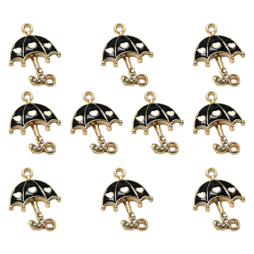 

10 Pcs Key Chain Pendant Black Jewelry Making Pendants Double Creative DIY Charm Umbrella-shaped Keychain