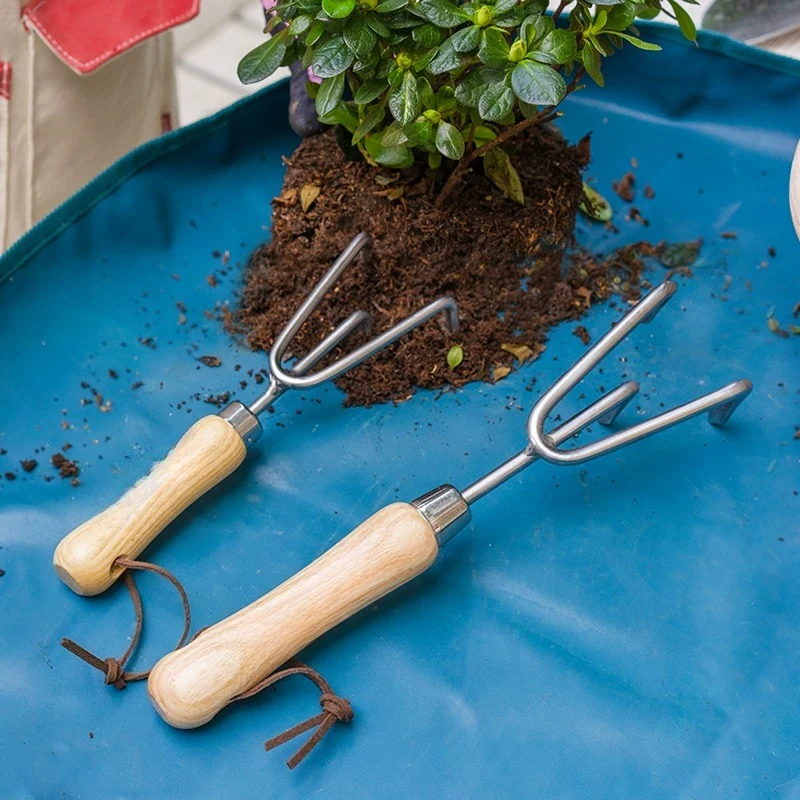 Gardening Forest Stainless Steel Three-claw Household Flower Planting Tools Potted Garden Loosening Rake