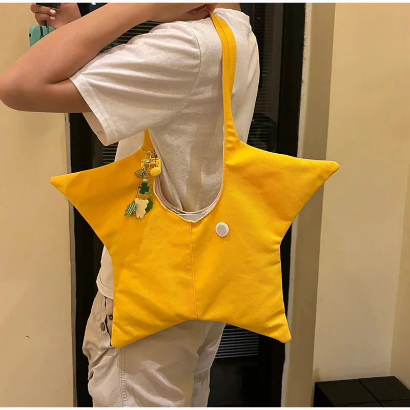 Y2k Star Shaped Deer Spotted Plush Shoulder Bag Creative Pu Large Capacity Tote Bag Autumn Winter Fashionable Simple Handbag New